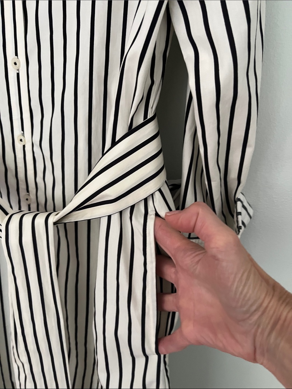 Chico's Black and White Striped Midi Shirt Dress - Picture 7 of 11